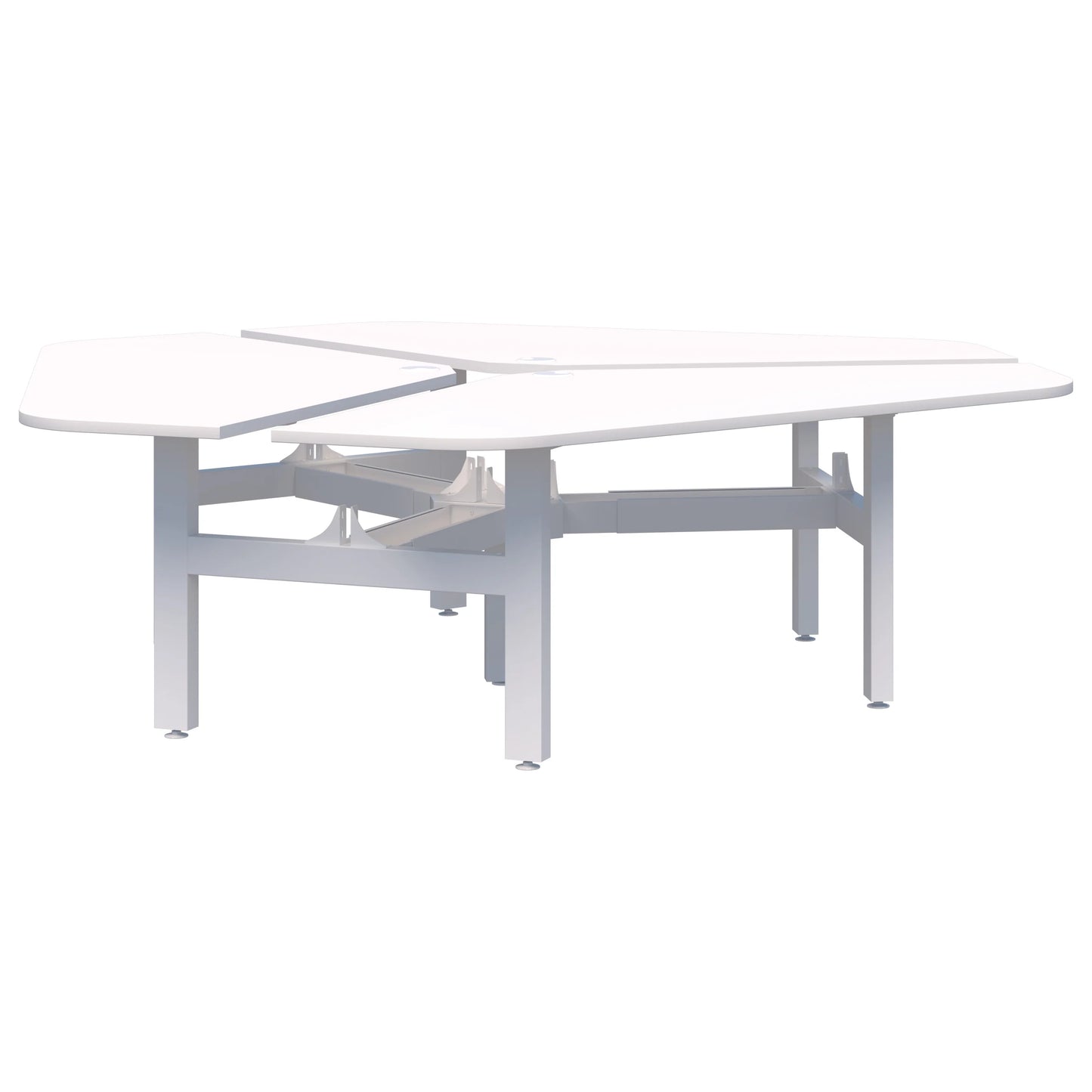 Summit II Fixed Height 120° Rotor 3 Pod White Desk