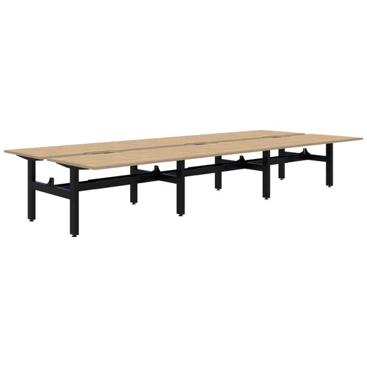 Summit II Fixed Height Back-to-Back 6 Pod Black Desk 6x1500x800