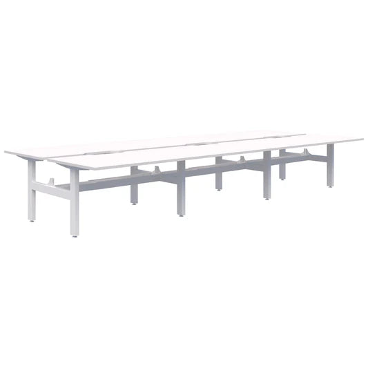 Summit II Fixed Height Back-to-Back 6 Pod White Desk 6x1500x800