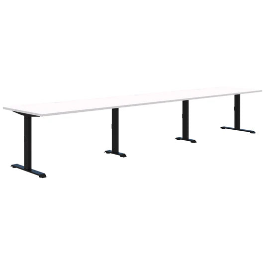 Summit II Fixed Height Inline 3 Pod Black Desk 3x1500x800