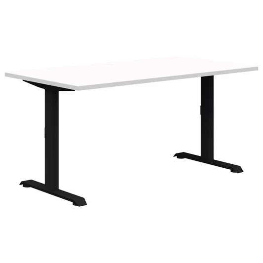 Summit II Single Fixed Height Black Desk 1600x800