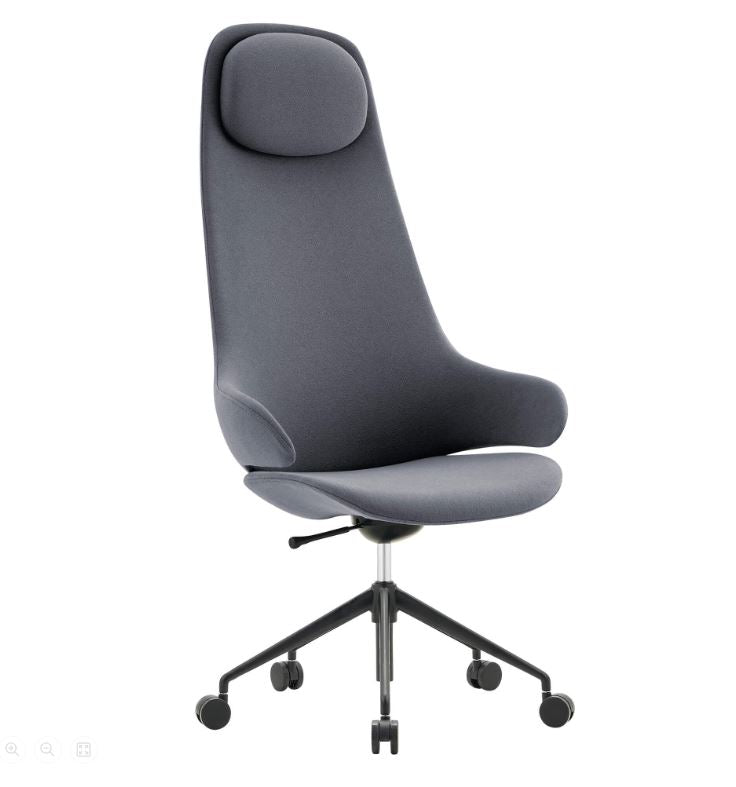 Konfurb Orbit High Back 5 Star Swivel Base with Charcoal Fabric or Black PU Upholstery