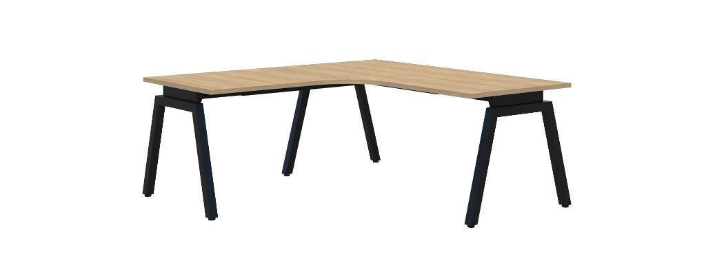 Angle 90° Corner Workstation Black Desk 1800X1800X800 (Left Hand Return)