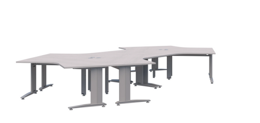 Energy 120° Silver Desk - 6 Pod 6x1200x1200x700mmD