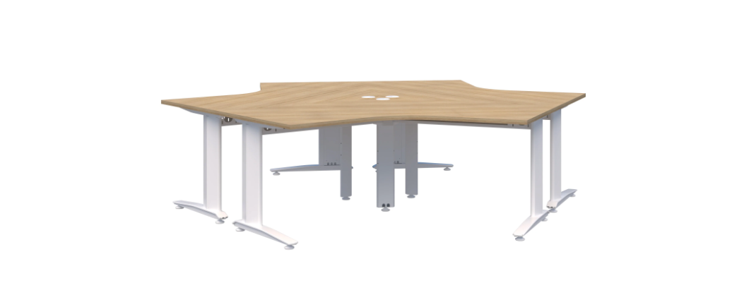 Energy 120° White Desk - 3 Pod 1350x1350x800mmd