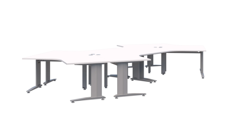 Energy 120° Silver Desk - 6 Pod 6x1200x1200x700mmD