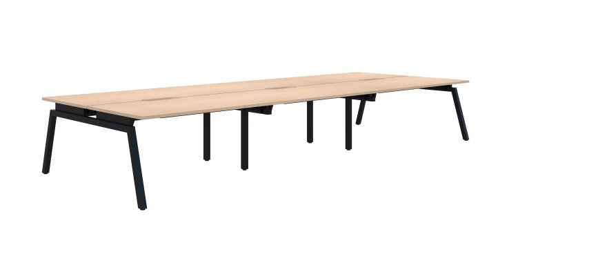 Balance Angle 6 Pod Back-to-Back Black Desk 6X1500X800