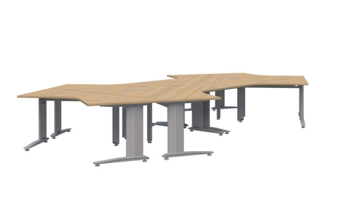 Energy 120° Silver Desk - 6 Pod 6x1200x1200x700mmD