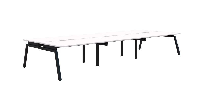 Balance Angle 6 Pod Back-to-Back Black Desk 6X1500X800