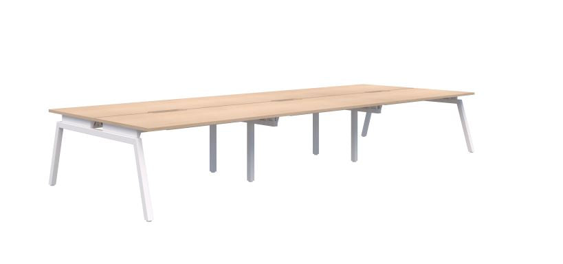 Balance Angle 6 Pod Back-to-Back White Desk 6X1800X800