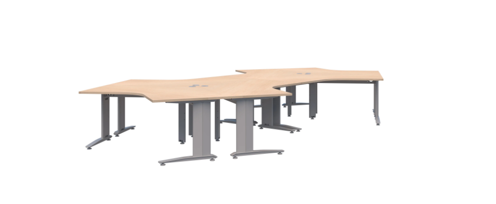 Energy 120° Silver Desk - 6 Pod 6x1200x1200x700mmD