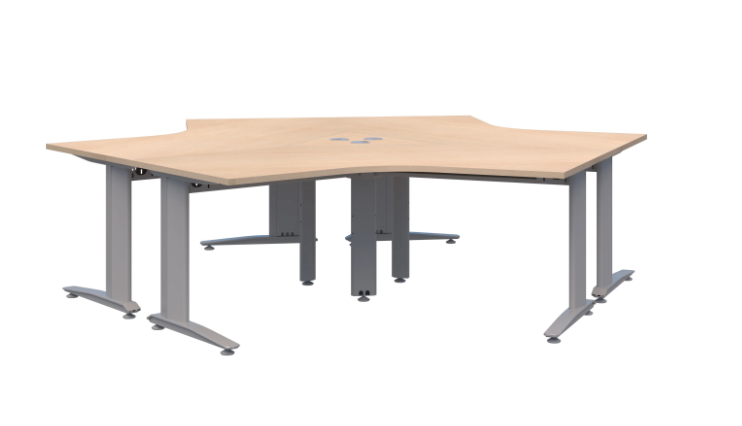 Energy 120° Silver Desk - 3 Pod 1350x1350x800mmd