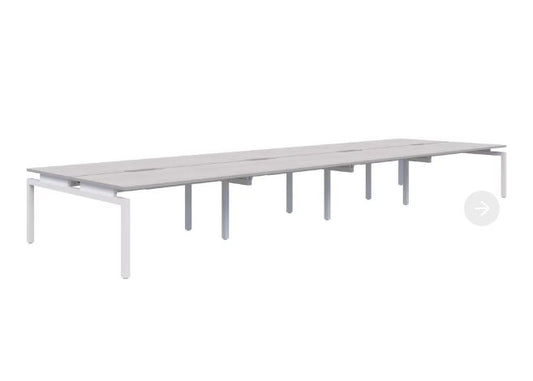 Balance 8 Pod Back-to-Back White Desk 8x1500*800