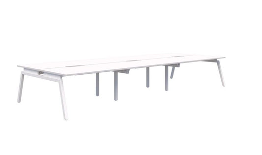 Balance Angle 6 Pod Back-to-Back White Desk 6X1800X800