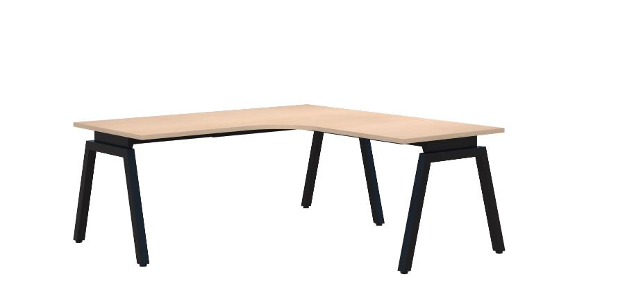 Angle 90° Corner Workstation Black Desk 1800X1800X800 (Left Hand Return)