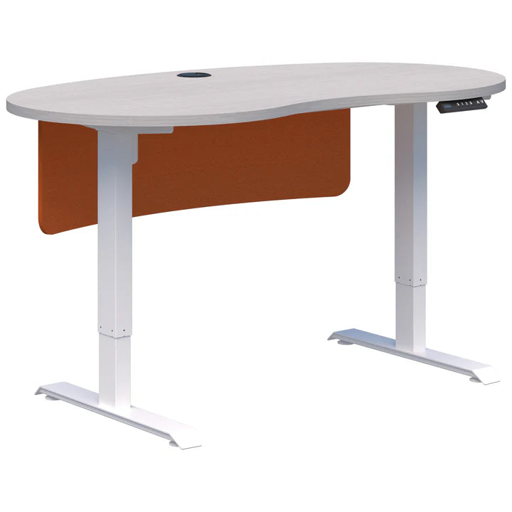 Duo II Electric White Desk - Bean Shape inc Modesty