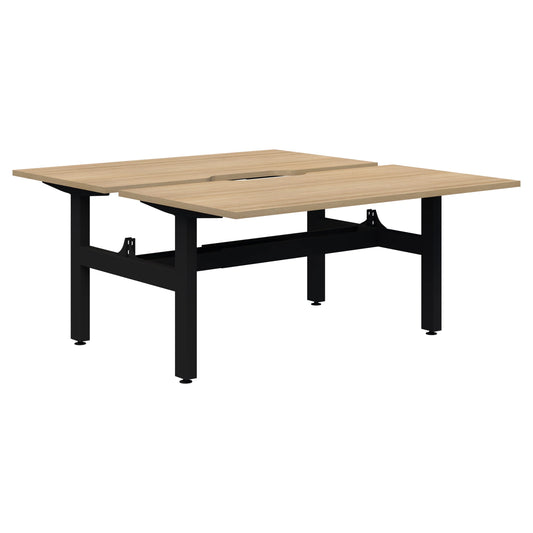 Summit II Fixed Height Back-to-Back 2 Pod Black Desk 2x1500x800