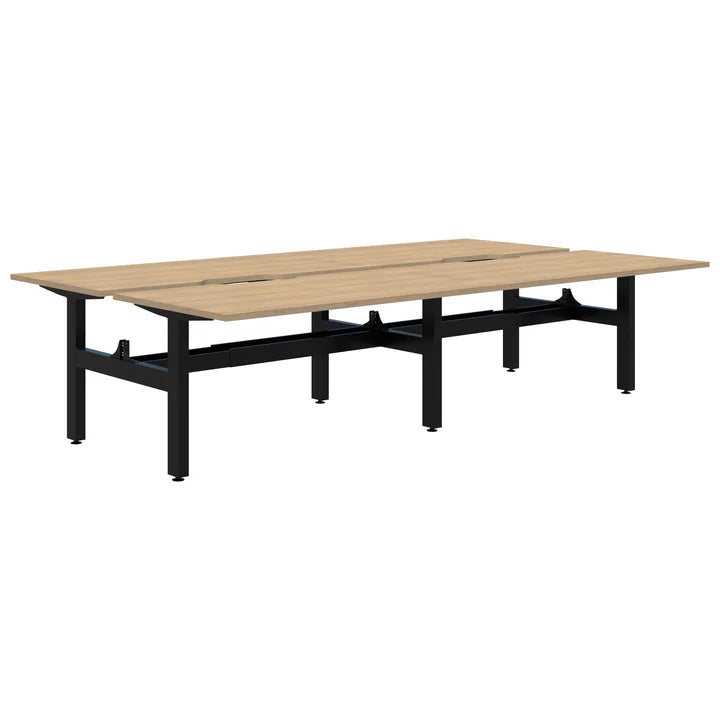 Summit II Fixed Height Back-to-Back 4 Pod Black Desk 4x2000x800