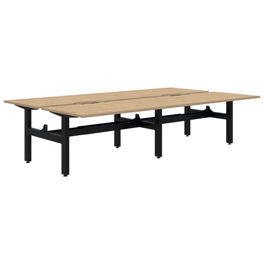 Summit II Fixed Height Back-to-Back 4 Pod Black Desk 4x2000x800