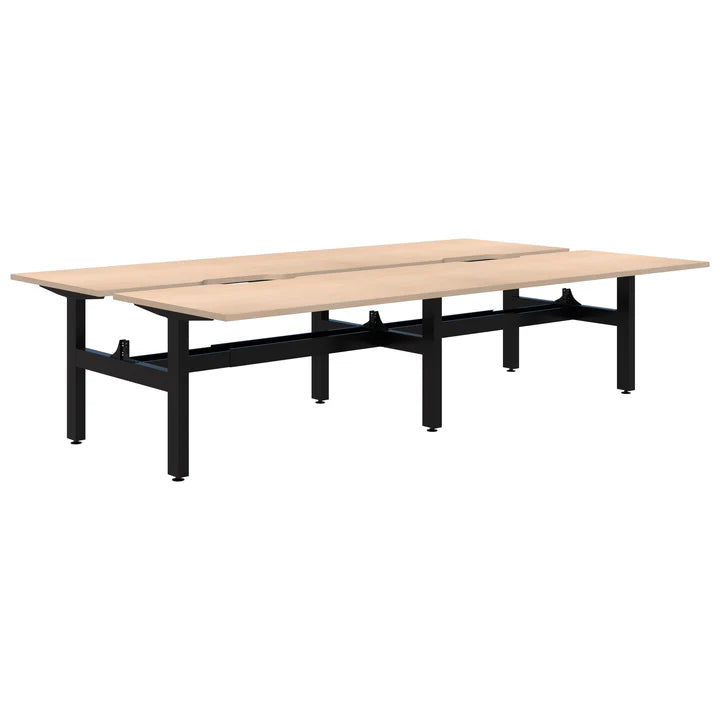 Summit II Fixed Height Back-to-Back 4 Pod Black Desk 4x1800x800