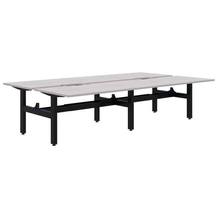 Summit II Fixed Height Back-to-Back 4 Pod Black Desk 4x2000x800
