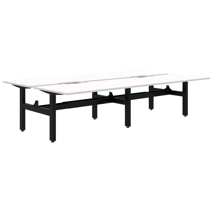 Summit II Fixed Height Back-to-Back 4 Pod Black Desk 4x2000x800