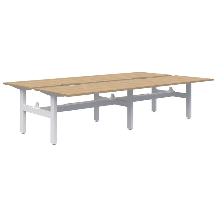 Summit II Fixed Height Back-to-Back 4 Pod White Desk 4x1500x800