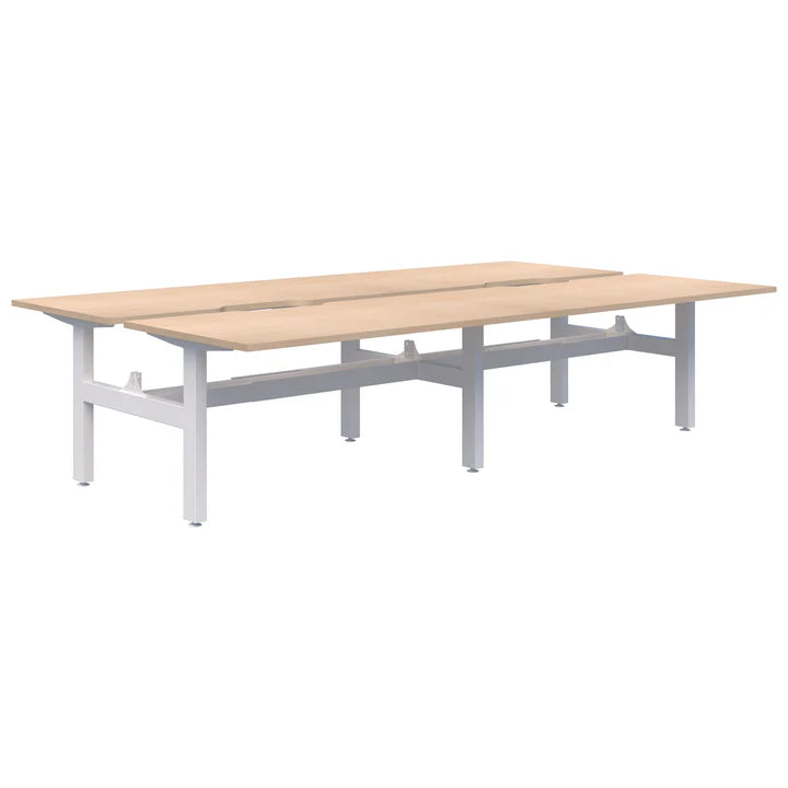 Summit II Fixed Height Back-to-Back 4 Pod White Desk 4x2000x800