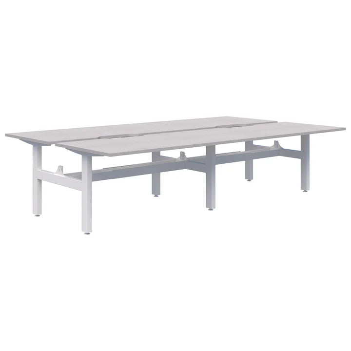 Summit II Fixed Height Back-to-Back 4 Pod White Desk 4x2000x800