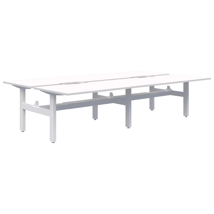 Summit II Fixed Height Back-to-Back 4 Pod White Desk 4x2000x800