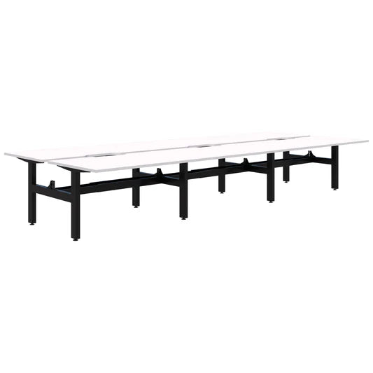 Summit II Fixed Height Back-to-Back 6 Pod Black Desk 6x2000x800
