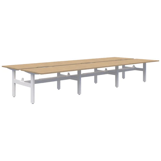 Summit II Fixed Height Back-to-Back 6 Pod White Desk 6x2000x800