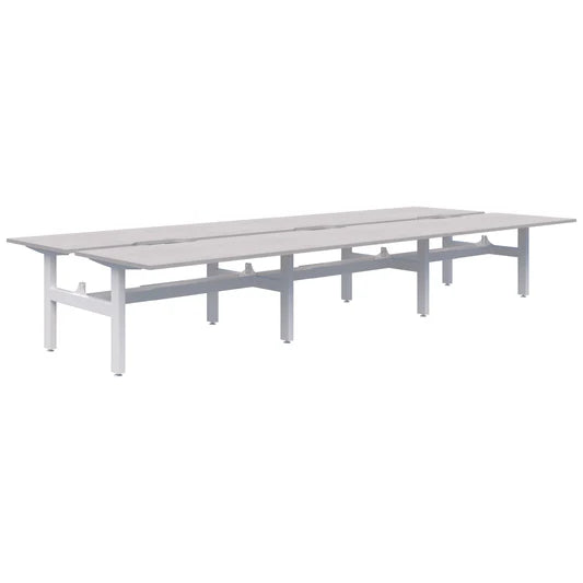Summit II Fixed Height Back-to-Back 6 Pod White Desk 6x1800x800