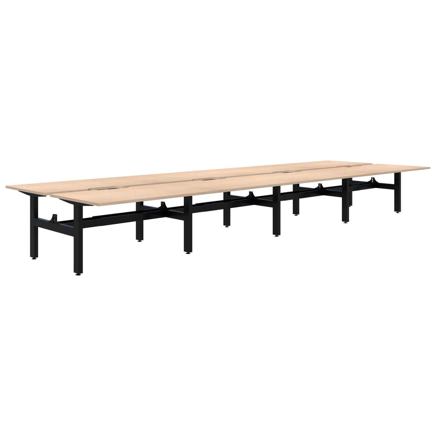 Summit II Fixed Height Back-to-Back 8 Pod Black Desk 8x1800x800