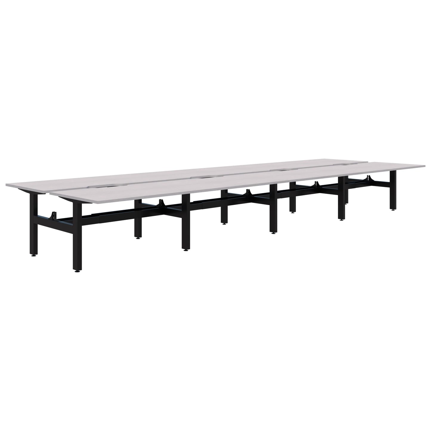 Summit II Fixed Height Back-to-Back 8 Pod Black Desk 8x1500x800