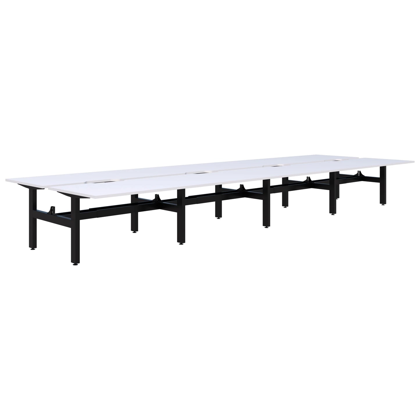 Summit II Fixed Height Back-to-Back 8 Pod Black Desk 8x1500x800