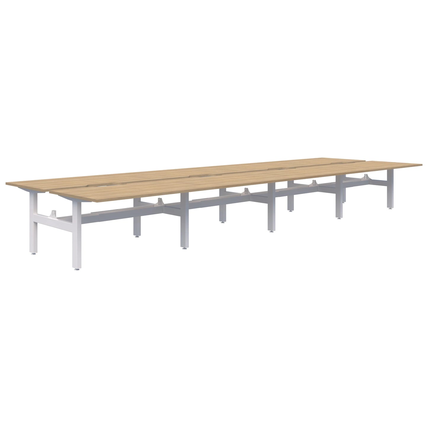 Summit II Fixed Height Back-to-Back 8 Pod White Desk 8x2000x800