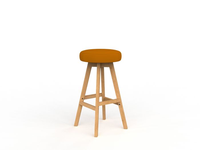 Luna Button Natural Oak Frame Barstool