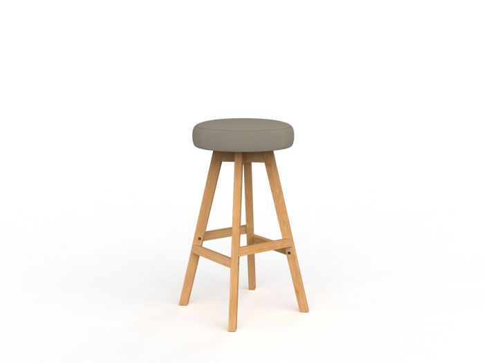 Luna Button Natural Oak Frame Barstool
