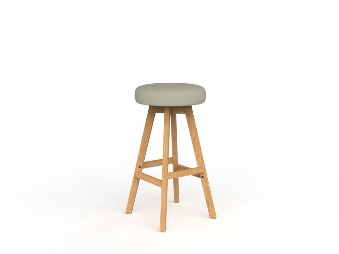 Luna Button Natural Oak Frame Barstool