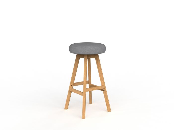 Luna Button Natural Oak Frame Barstool