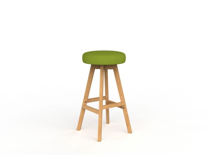 Luna Button Natural Oak Frame Barstool