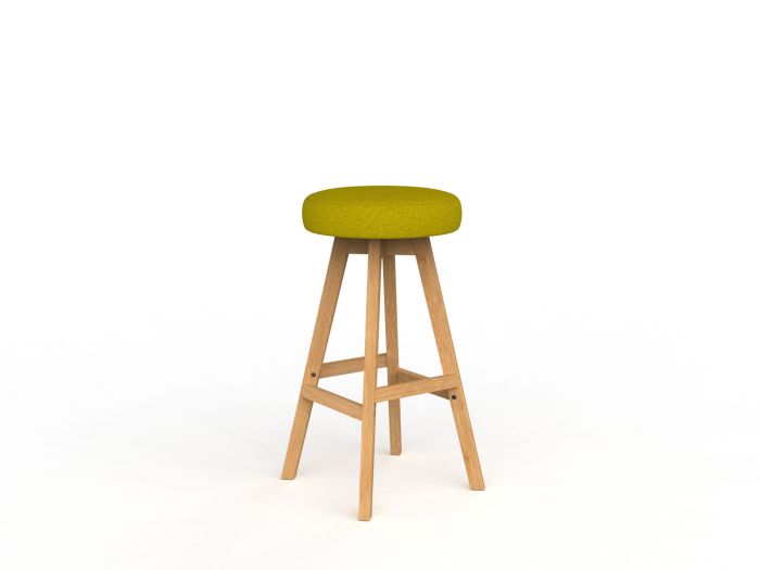 Luna Button Natural Oak Frame Barstool