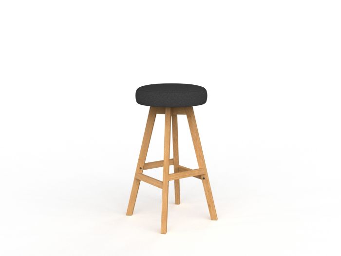 Luna Button Natural Oak Frame Barstool