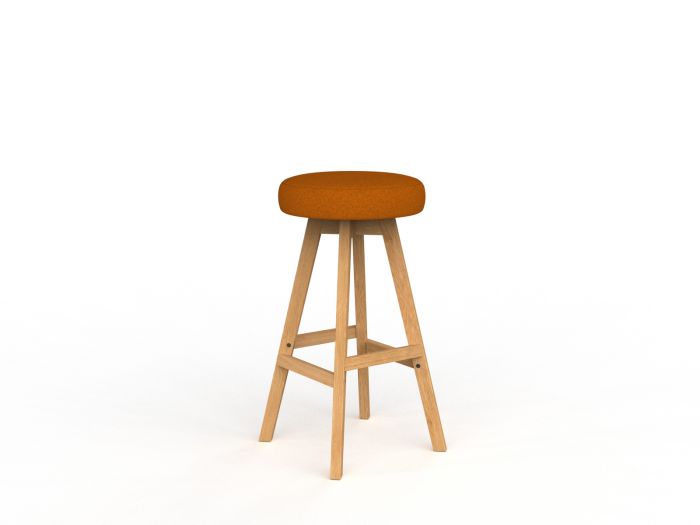 Luna Button Natural Oak Frame Barstool