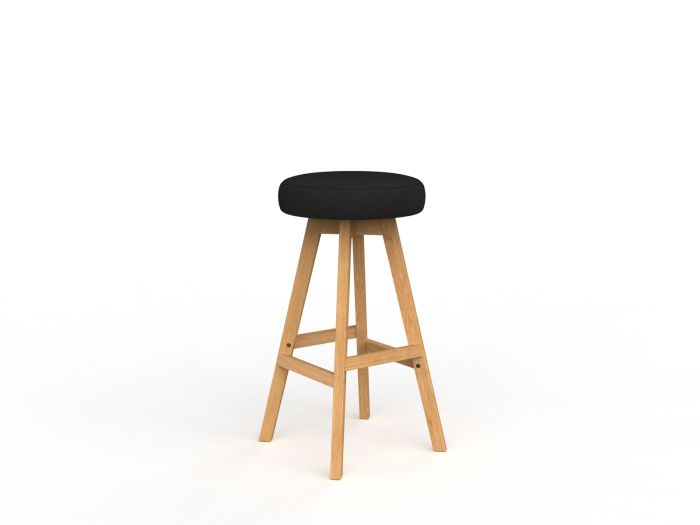 Luna Button Natural Oak Frame Barstool