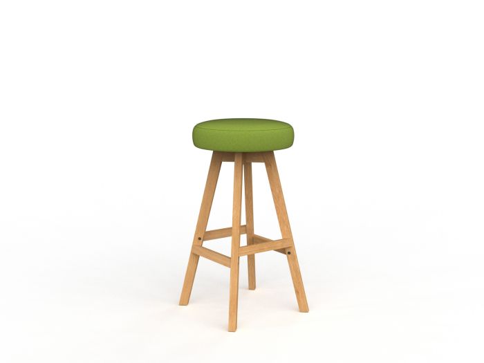 Luna Button Natural Oak Frame Barstool