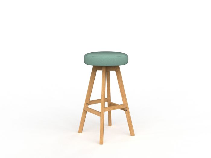 Luna Button Natural Oak Frame Barstool