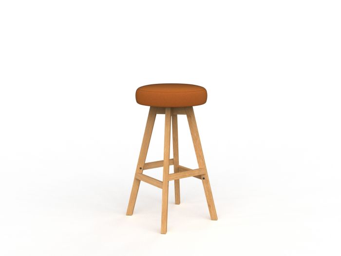 Luna Button Natural Oak Frame Barstool