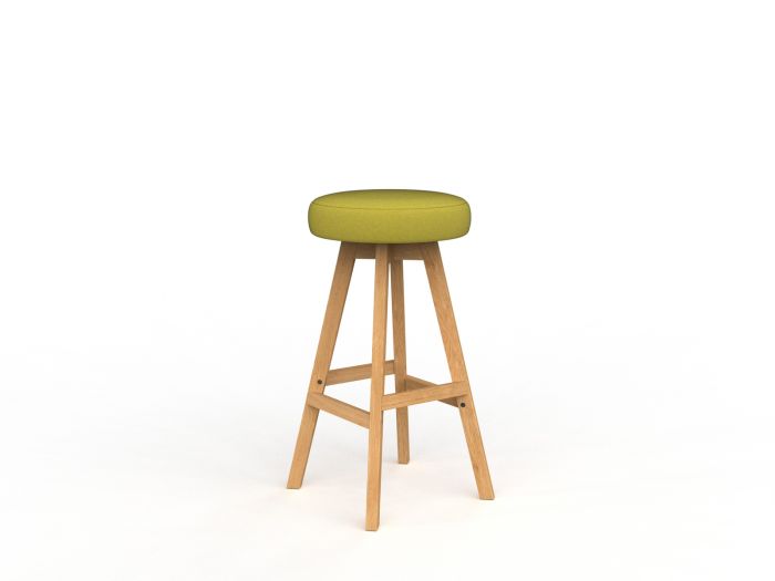 Luna Button Natural Oak Frame Barstool
